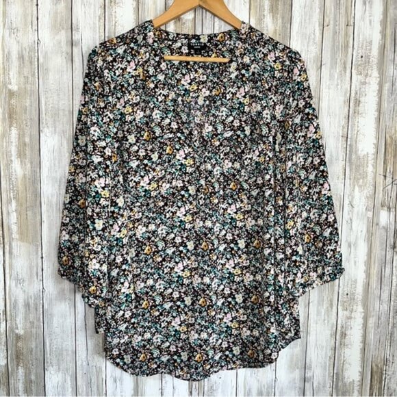 Torrid Harper Floral Studio Crepe De Chine 3/4 Sleeve Blouse Size 1X - Picture 2 of 8